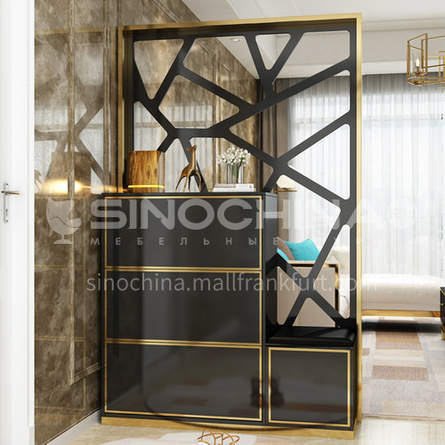 CL-GJ401 Modern minimalist living room partition cabinet + stainless steel gilded + piano paint + environmental protection board